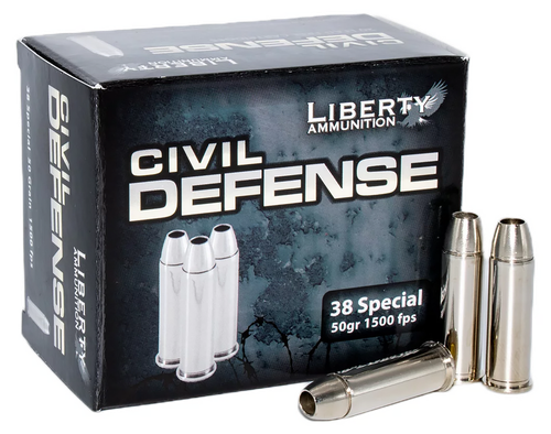 Liberty Ammunition LACD38025 Civil Defense  38Special 50gr Lead Free Fragmenting Hollow Point 20 Per Box/50 Case