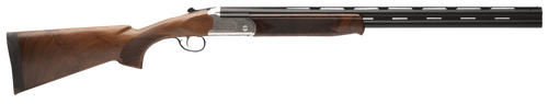 Stevens 22593 555 E Full Size 20 Gauge Break Open 3" 2rd 26" Black Satin Vent Rib Barrel, Engraved Satin Silver Aluminum Receiver, Fixed Satin Turkish Walnut Stock, Ambidextrous