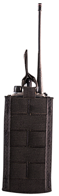 High Speed Gear 41RD00BK TACO Duty Radio Holder, Black Nylon with MOLLE Exterior & Bungee Pull Tongue, Fits MOLLE & 2" Belt