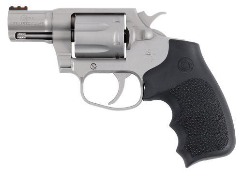 Colt Mfg COBRASM2RFO Cobra  38 Special +P 6rd Shot 2" Matte Stainless Barrel, Cylinder & Frame, Black Hogue Overmolded Grip, Exposed Hammer