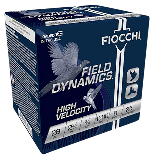Fiocchi 28HV6 Field Dynamics High Velocity 28Gauge 2.75" 3/4oz 6Shot 25 Per Box/10 Case