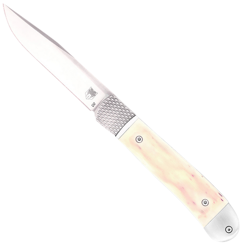 CobraTec Knives CTTHRWT Trapper Hidden Release 3.12" OTF Drop Point Plain Satin D2 Steel Blade, 4.25" White Bone Scales Handle