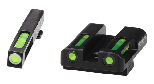 HiViz GLN329 LiteWave H3 Sight Set for Glock Green Tritium White Outline Front Sight-Green Fiber Optic Rear Sight