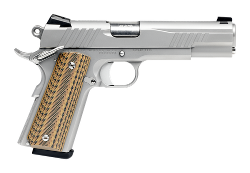 Savage Arms 67202 1911 Government 45 ACP 8+1 5" Stainless Steel Target Crown Barrel, Stainless Steel Serrated Slide, Matte Stainless Steel Frame w/Beavertail, Ambidextrous