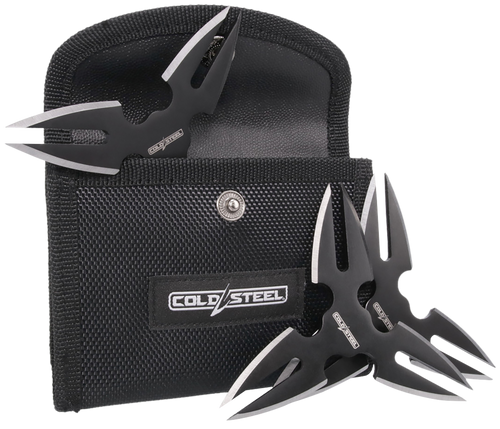 Cold Steel CSTH15STR3PK Throwing Stars  Three 1.50" Black Oxide 420 Stainless Steel Blades Includes Sheath
