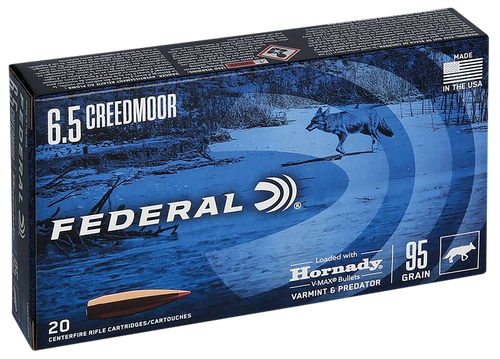 Federal V65CRDVM95 Varmint & Predator  6.5Creedmoor 95gr Hornady V-Max 20 Per Box/10 Case