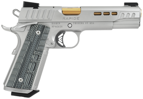 Kimber Mfg.,inc 3000420CA Rapide Dawn (CA) (MA) 9mm 9+1 5" KimPro Silver Front and Rear Serrations Stainless Steel Slide Gray/black Rapide G10 Grip