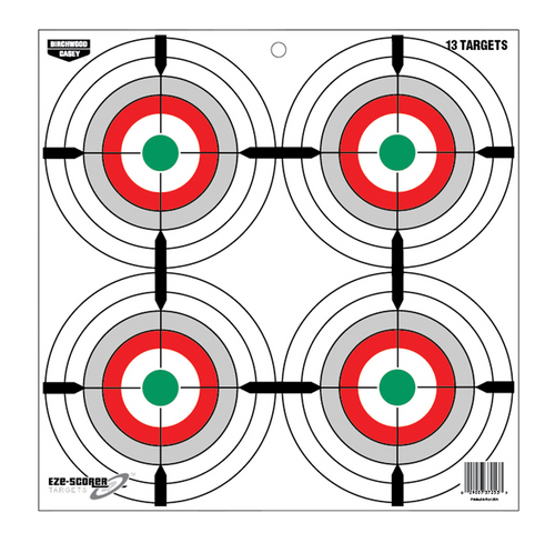 Birchwood Casey 37253 EZE-Scorer  12" Bullseye Paper Hanging Multi-Color 13 Per Pkg