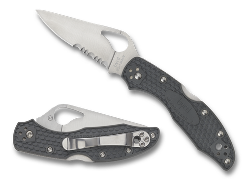Spyderco BY04PSBK2 Byrd Meadowlark 2 Lightweight 2.87" Folding Drop Point Part Serrated 8Cr13MoV SS Blade Black  Textured FRN Handle Includes Pocket Clip
