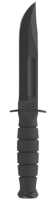 Ka-Bar 1256 Fighting/Utility  5.25" Fixed Clip Point Plain Black 1095 Cro-Van Blade, Black Kraton G Handle, Includes Sheath