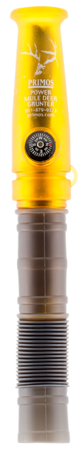 Primos 736 Power  Grunter Call Double Reed Mule Deer Sounds Attracts Blacktail/Mule Deer Features Built in Compass Black/Gold