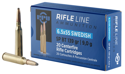 PPU PP6SWS Metric Rifle  6.5x55Swedish 139gr Soft Point Boat Tail 20 Per Box/10 Case