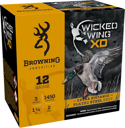 Browning Ammo B193411232 Wicked Wing XD  12Gauge 3" 1 1/4oz 2Shot 25 Per Box/10 Case