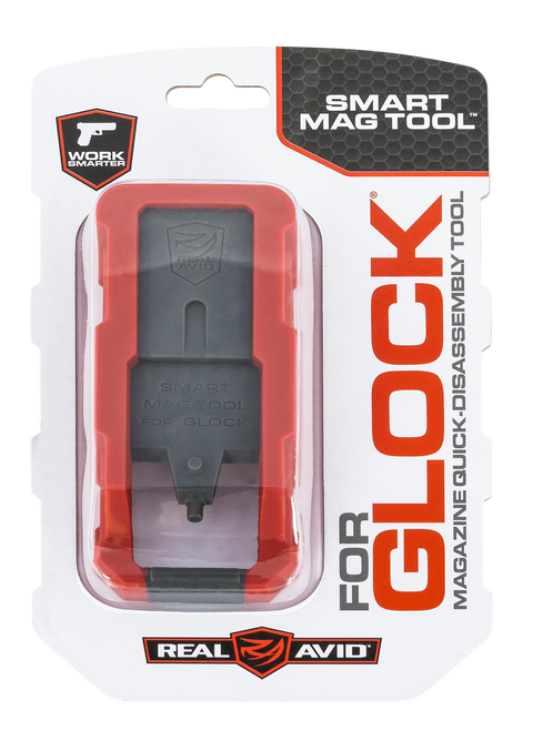 Real Avid AVGLOCKMT Smart Mag Tool  Compatible w/Glock, Gray/Red Plastic