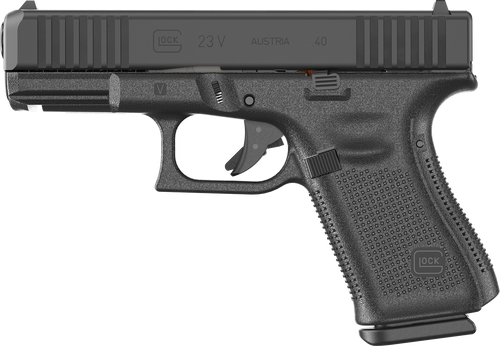 Glock PV2350201 G23 V 40 S&W 10+1 4.02" Black GMB Barrel, Black nDLC Steel Serrated Slide, Black Polymer Frame w/Accessory Rail, Interchangeable Backstrap Grip, Ambidextrous