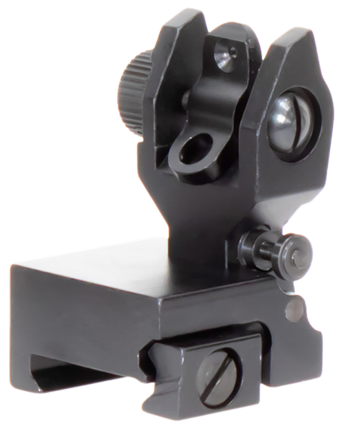 Aim Sports MT201 AR Low Profile Rear Flip Up Sight  Black Anodized Low Profile for AR-15