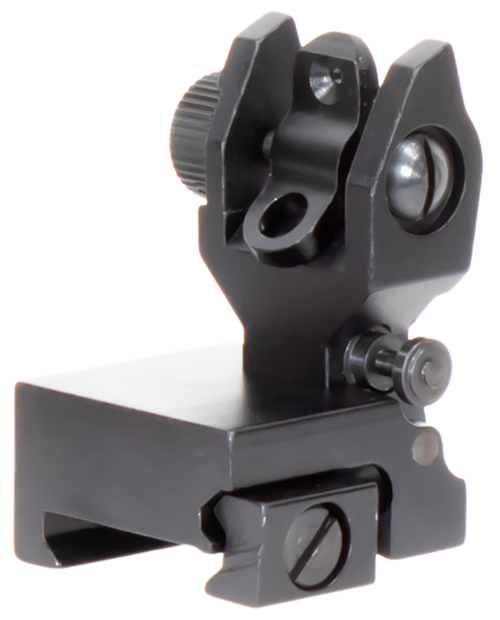 Aim Sports MT201 AR Low Profile Rear Flip Up Sight  Black Anodized Low Profile for AR-15