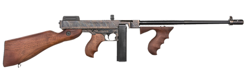 Thompson T1CH 1927A-1 Deluxe 45 ACP Caliber with 18" Barrel, 20+1 Capacity (Stick), Color Case Hardened Metal Finish, American Walnut Stock Wood Grip Right Hand
