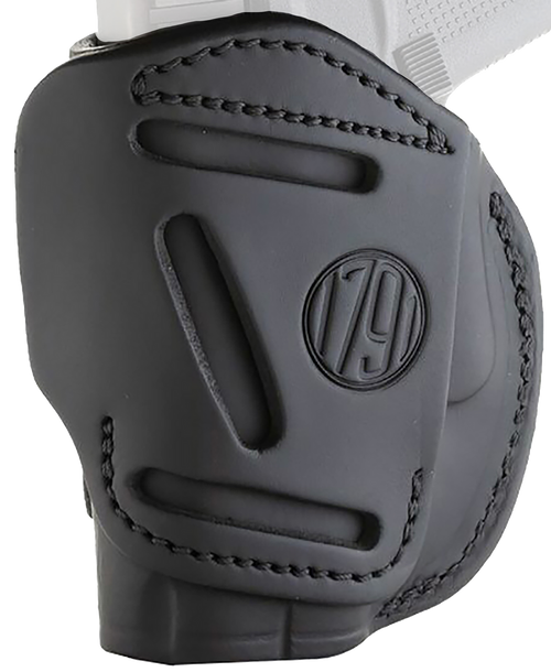1791 Gunleather 4WH2SBLR 4-Way  IWB/OWB Size 02 Stealth Black Leather Belt Clip Compatible w/Ruger LCP/S&W Bodyguard/Glock 42/43/43X Right Hand