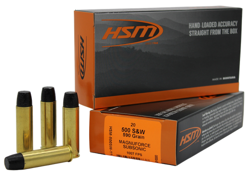 HSM 500SW11N   500S&WMag Subsonic 590gr Hard Cast Long Flat Nose 20 Per Box/25 Case