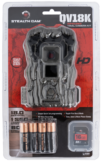 Stealth Cam STCQV18K QV18 Combo Brown 18MP Image Resolution, Low Glow Flash, Up to 32GB SD Card Memory, Features Integrated Python Provision Lock Latch
