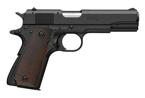 Browning 051063490 1911 A1 Full Size Frame 22 LR 10+1 4.25" Stainless Steel Barrel, Matte Black Serrated Slide, Matte Black Polymer Frame, Brown Composite Grip
