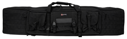 GPS Bags DRC55 Double Rifle Case Black 600D Polyester w/ 2 Padded Pistol Sleeves MOLLE Webbing & Lockable Zippers