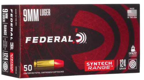 Federal AE9SJ2 American Eagle Syntech Range  9mmLuger 124gr Total Syntech Jacket Flat Nose 50 Per Box/10 Case