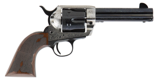 Cimarron PP410LSFW Frontier Pre-War 1896-1940 45 Colt (LC) 6 Shot, 4.75" Blued Steel Barrel, Blued Cylinder, Old Silver Engraved Steel Frame, Checkered Walnut Grip, Exposed Hammer