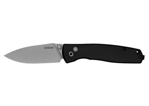 Kershaw 2053 Kindred  3" Folding Spear Point Plain Stonewashed D2 Steel Blade, Black Anodized Aluminum Handle