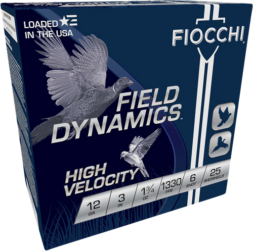 Fiocchi 123HV6 Field Dynamics High Velocity 12Gauge 3" 1 3/4oz 6Shot 25 Per Box/10 Case