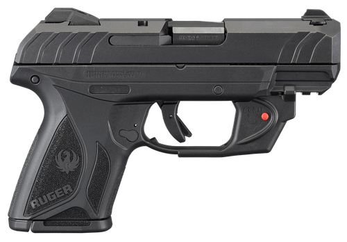 Ruger 3830 Security-9 Compact 9mm Luger  3.42" Barrel 10+1, Black Nylon Grip Frame With Picatinny Acc. Rail, Black Oxide Steel Slide, Manual Safety, Includes Viridian Red Laser