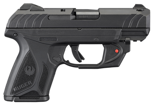 Ruger 3830 Security-9 Compact 9mm Luger  3.42" Barrel 10+1, Black Nylon Grip Frame With Picatinny Acc. Rail, Black Oxide Steel Slide, Manual Safety, Includes Viridian Red Laser