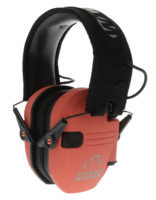 Walker's GWPRSEMCOR Razor Slim Electronic Muff 23 dB Over the Head Coral/Black Polymer