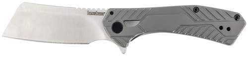 Kershaw 3445 Static  2.90" Folding Cleaver Plain Satin 8Cr13MoV SS Blade Gray PVD Stainless Steel Handle Includes Pocket Clip