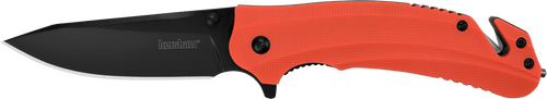 Kershaw 8650 Barricade  3.50" Folding Drop Point Plain Black Oxide 8Cr13MoV SS Blade Orange Glass-Filled Nylon Handle Features Glass Breaker Includes Pocket Clip
