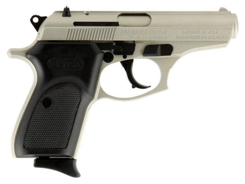 Bersa T22NKL Thunder  Micro-Compact Frame 22 LR 10+1 3.50" Nickel Steel Barrel, Nickel Cerakote Serrated Slide & Aluminum Frame w/Beavertail Black Textured Polymer Grip