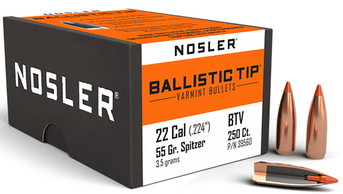Nosler 39560 Ballistic Tip  22Cal 55gr Spitzer Point 250/Box