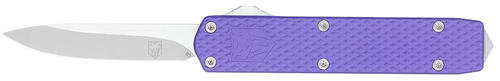 CobraTec Knives MNPURMGEN2DNS Mini Mamba Gen II 2.25" OTF Plain Stonewashed D2 Steel Blade, 3.38" Purple Textured Anodized Aluminum Handle, Features Glass Breaker, Includes Pocket Clip