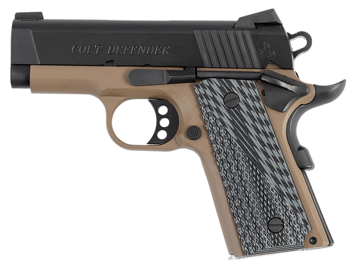 Colt Mfg O7800XEFDE Defender  45 ACP 7+1 3" Black Carbon Steel Serrated Slide, Flat Dark Earth Aluminum Frame w/Beavertail, G10 Grip
