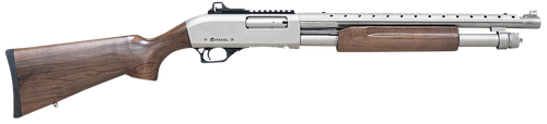 Citadel FRMN1220NKL Mariner  12 Gauge Pump 3" 4+1 18.50"  Nickel Full Heat Shield Barrel, Nickel Picatinny Rail Stainless Steel Receiver, Fixed Walnut Wood Stock