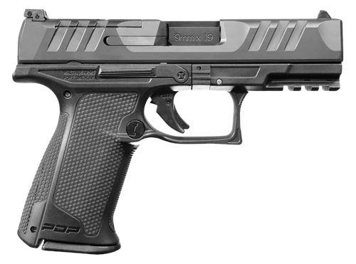 Walther Arms 2842734 PDP F-Series 9mm Luger 15+1 4" Black Steel Barrel, Black Optic Ready/Serrated Slide, Black Polymer Frame w/Picatinny Rail, Black Performance Duty Texture Grips, Ambidextrous