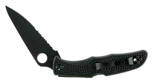Spyderco C10PSBBK Endura 4 Lightweight 3.75" Folding Clip Point Part Serrated Black TiCN VG-10 SS Blade Black  Textured FRN Handle Includes Pocket Clip