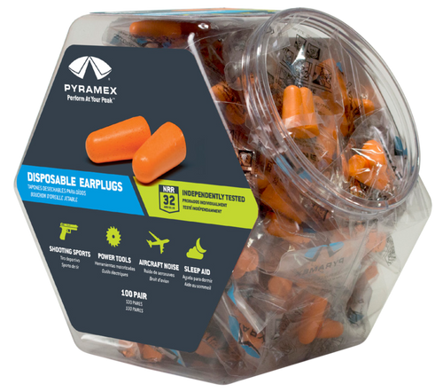 Pyramex PYDP1000BN Disposable Earplugs Foam 32 dB In The Ear Orange Adult 100 Pair