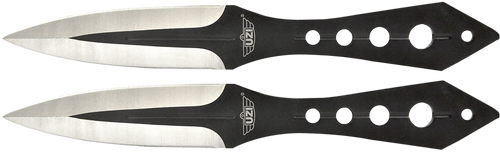 Uzi Accessories UZKTRWTZP Throwing Knives  Two Fixed Plain Black/Silver Stainless Steel Blade, Black Stainless Steel Handle, Includes Nylon Holster