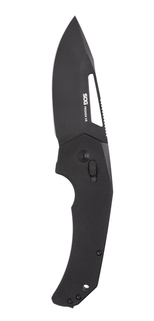 S.O.G SOG12250157 Prohen XR 3.35" Folding Drop Point Plain Black TiNi Cryo D2 Steel Blade, Black Textured G10 Handle
