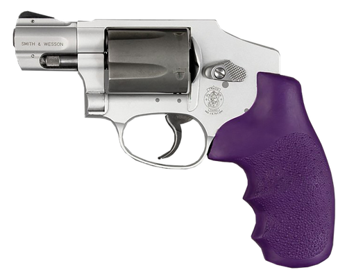Hogue 60006 OverMolded Monogrip Cobblestone Purple Rubber with Finger Grooves for S&W J Frame with Round Butt