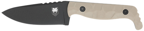 CobraTec Knives CTKPTAN KingPin  EDC 4" Fixed Drop Point Plain Black Powder Coated D2 Steel Blade, 4" Tan Textured G10 Scales Handle