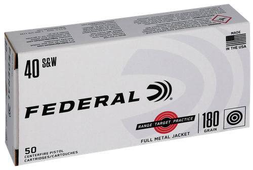Federal RTP40180 Range & Target  40S&W 180gr Full Metal Jacket 50 Per Box/20 Case