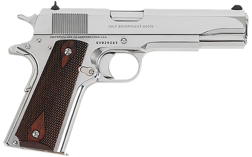 Colt Mfg O1911CBS 1911 Government 45 ACP 8+1 5" Stainless Steel Barrel, Bright Stainless Serrated Slide, Bright Stainless Steel Frame w/Beavertail